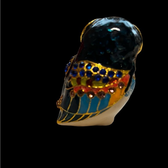 Vintage enamel and bejeweled Owl trinket box - Picture 3 of 8